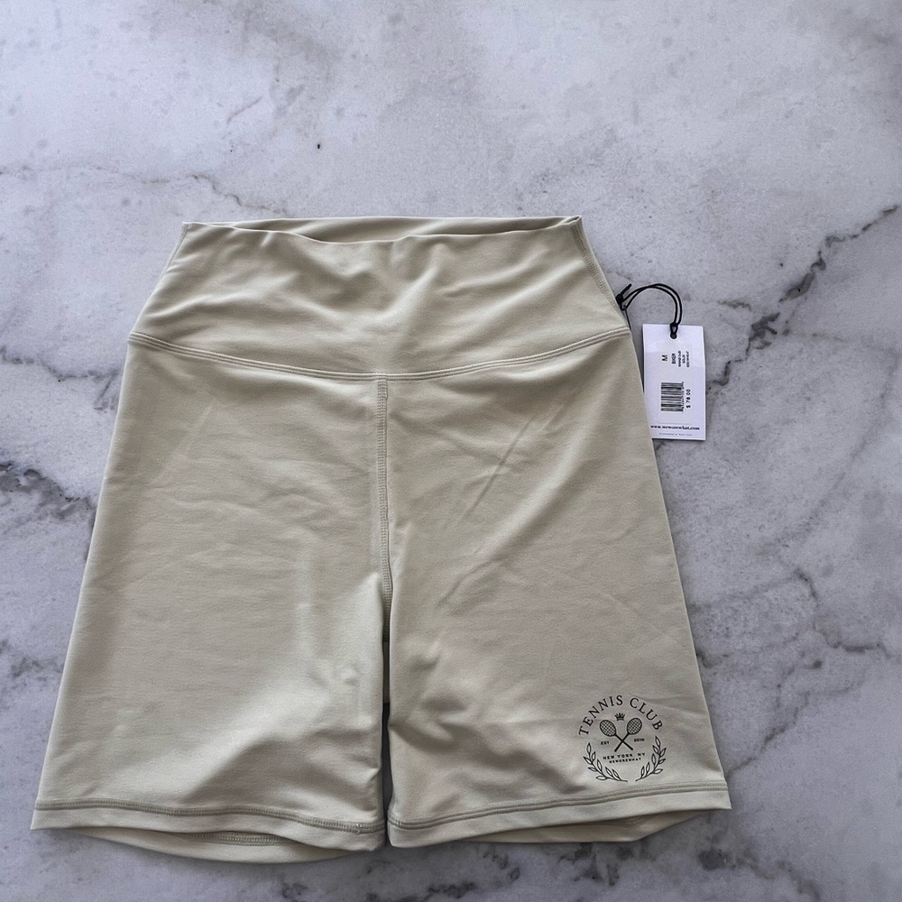 WeWoreWhat High Waisted Biker Shorts in Wheat